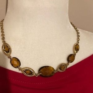 Vintage Gold and Amber Stone Colored Necklace
